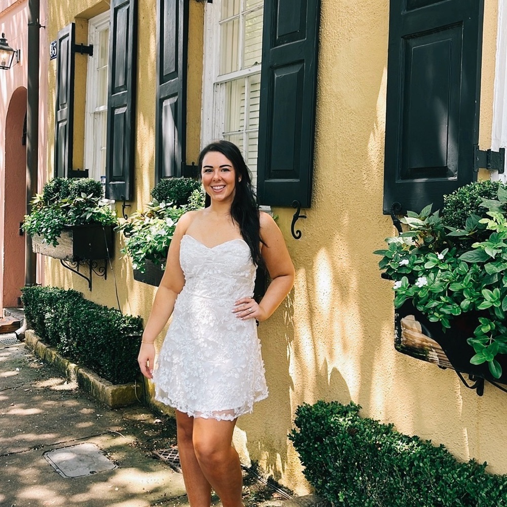 White floral lace dress